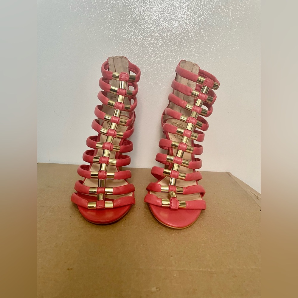 Vince Camuto Troy Gladiator Coral Pink Stiletto Sandals